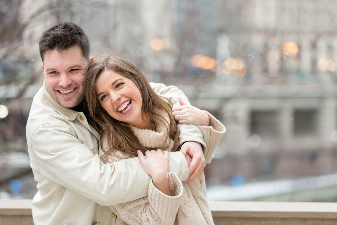 Snowy Chicago Loop Engagement Session captured by Pens and Lens