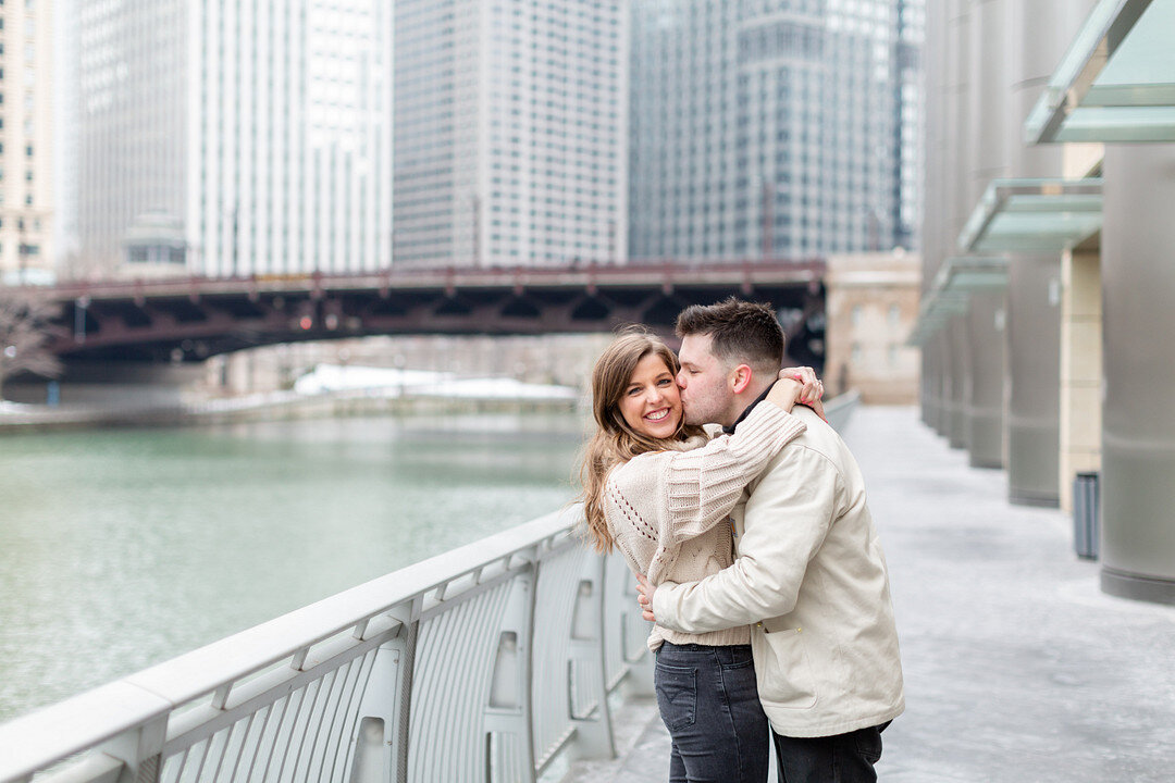 Snowy Chicago Loop Engagement Session captured by Pens and Lens