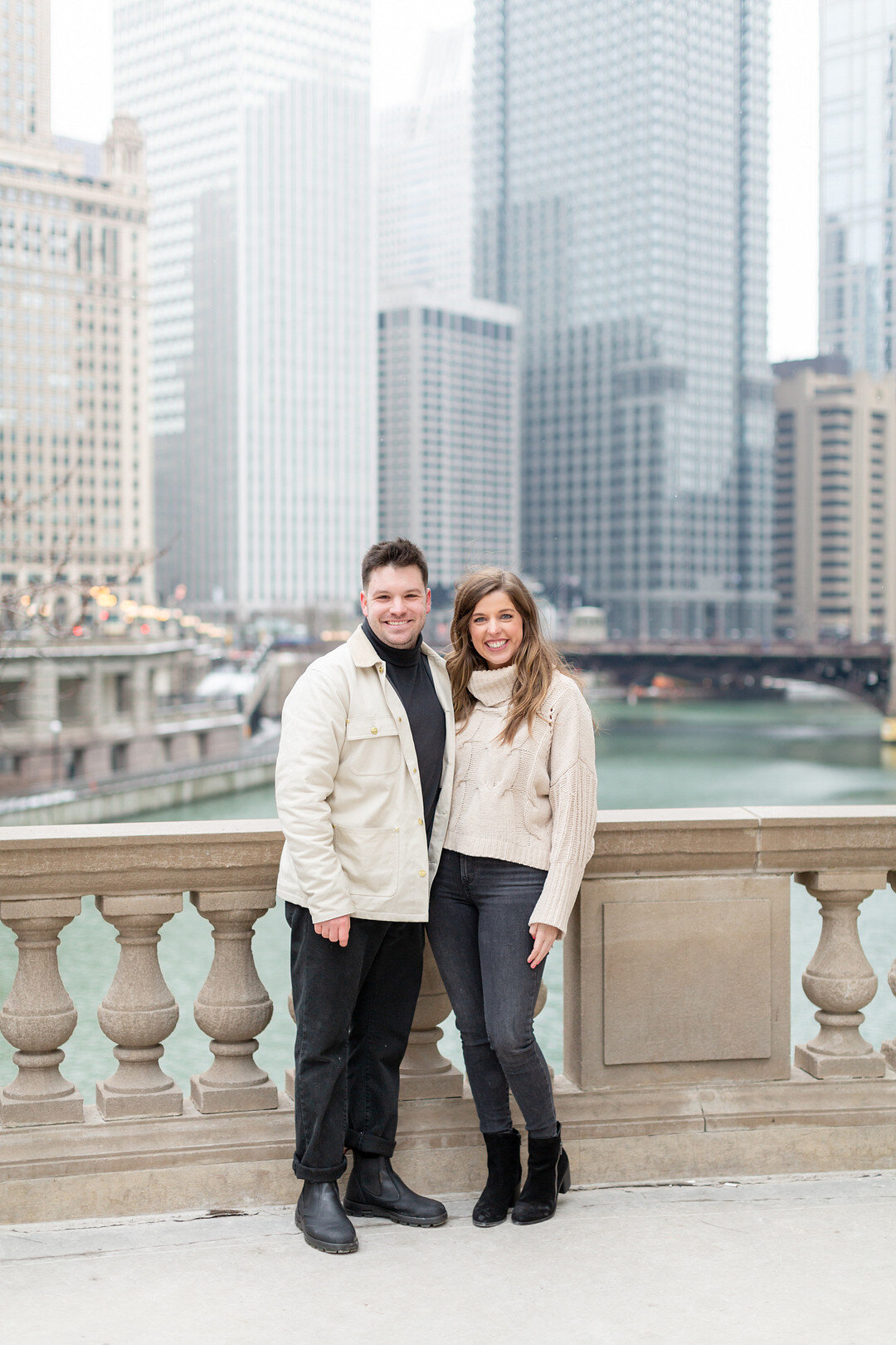 Snowy Chicago Loop Engagement Session captured by Pens and Lens