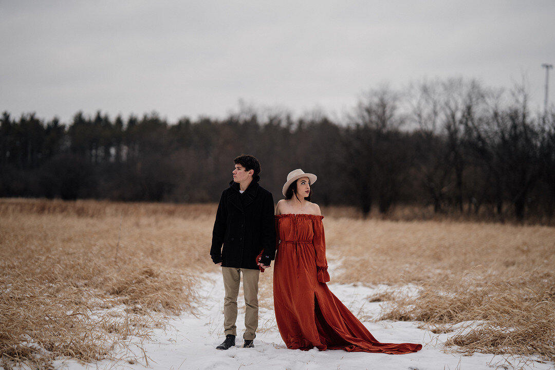 Snowy Engagement Session at Waterfall Glen captured by Millennium Moments