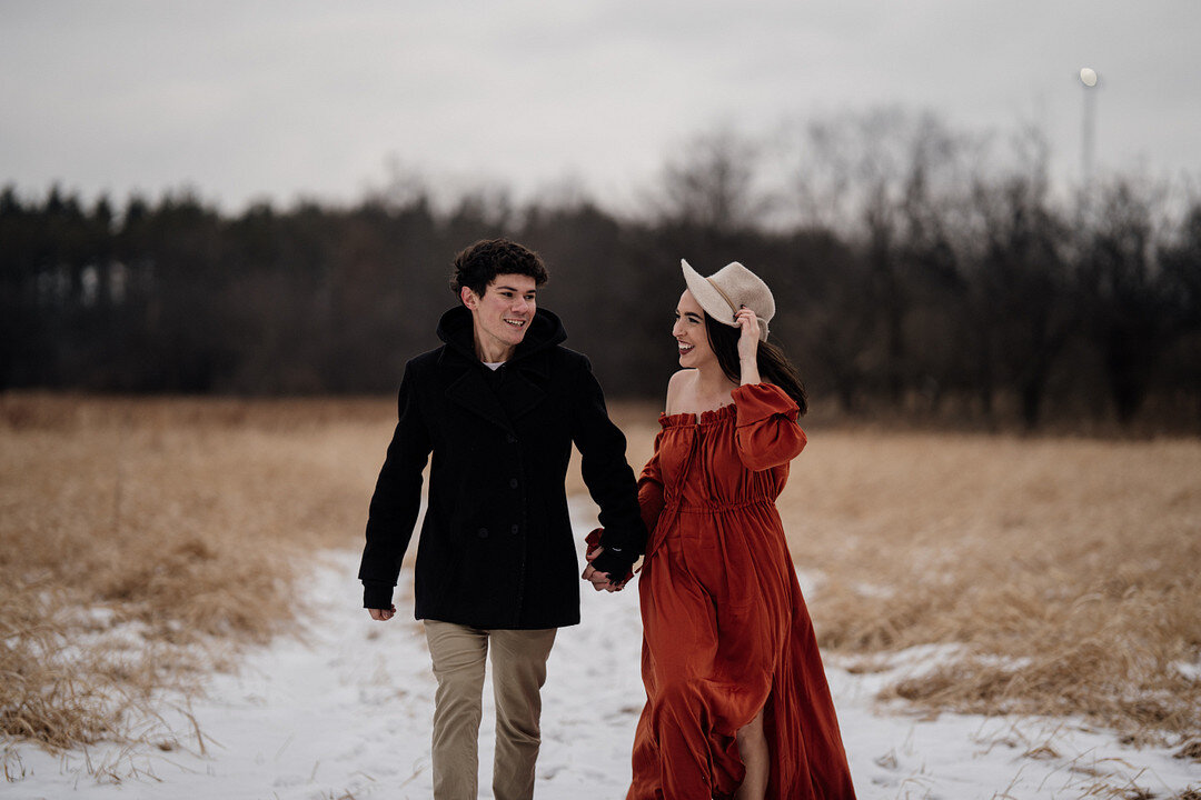 Snowy Engagement Session at Waterfall Glen captured by Millennium Moments