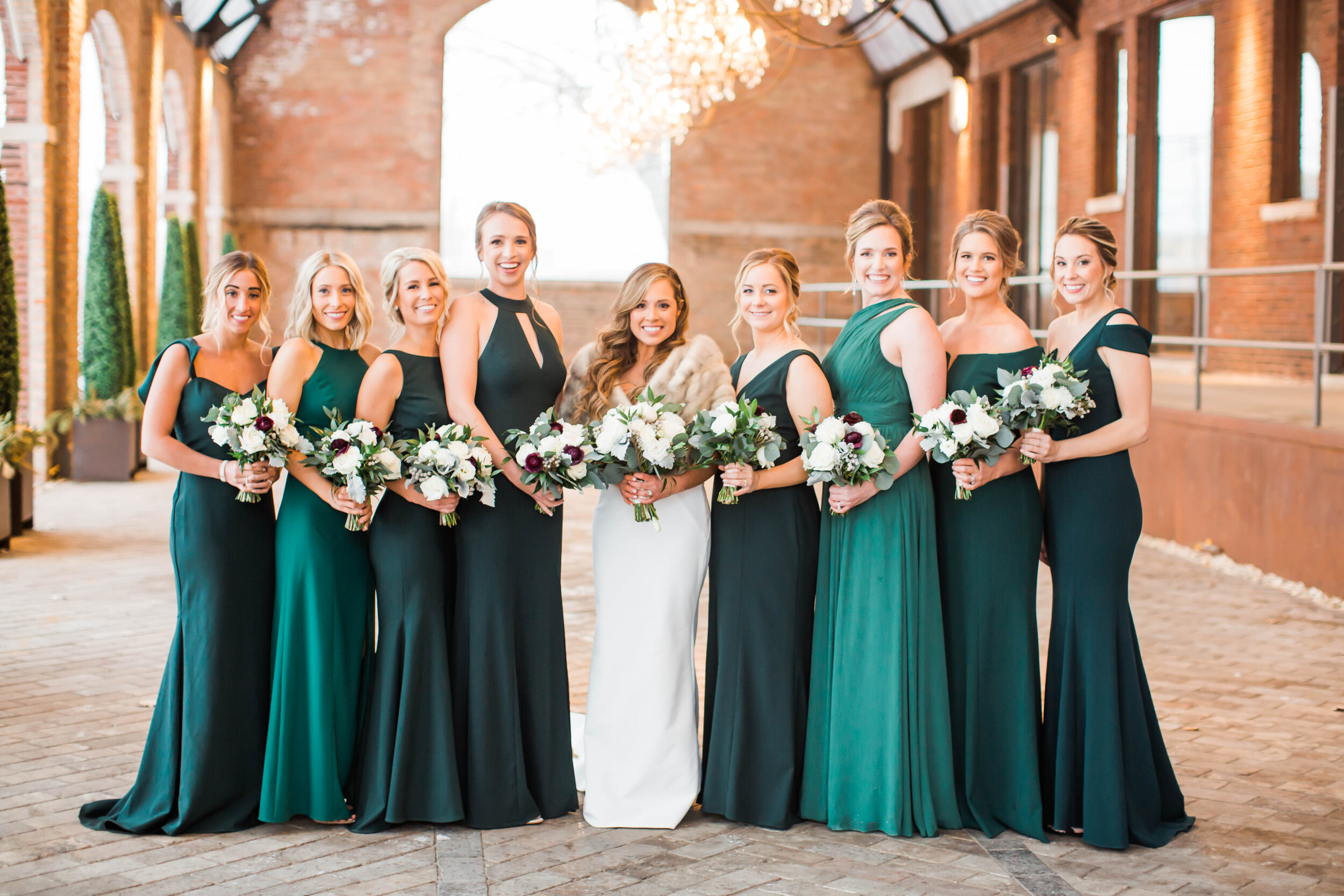 Industrial Winter Wedding with Shades of Green at Venue West Chicago