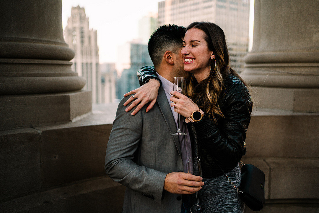 Rooftop Proposal at LondonHouse Chicago captured by Roy Serafin Photo Company | CHI thee WED