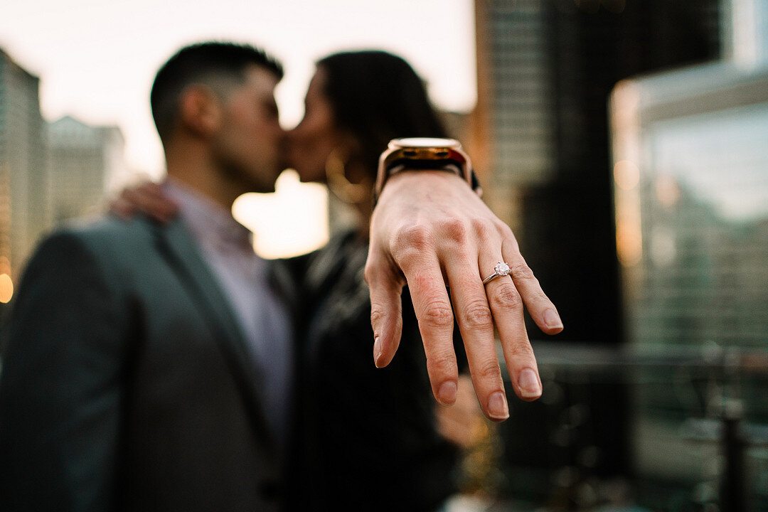 Rooftop Proposal at LondonHouse Chicago captured by Roy Serafin Photo Company | CHI thee WED