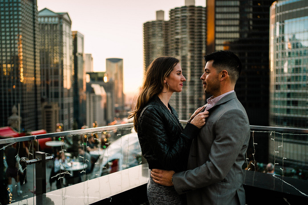 Rooftop Proposal at LondonHouse Chicago captured by Roy Serafin Photo Company | CHI thee WED