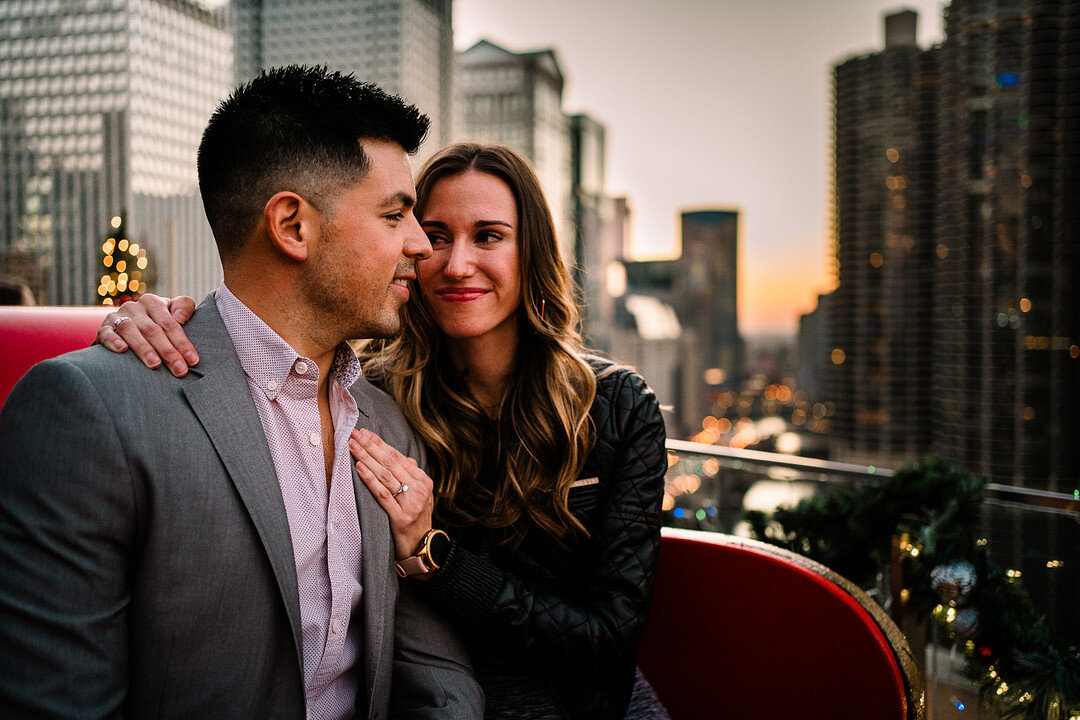 Rooftop Proposal at LondonHouse Chicago captured by Roy Serafin Photo Company | CHI thee WED