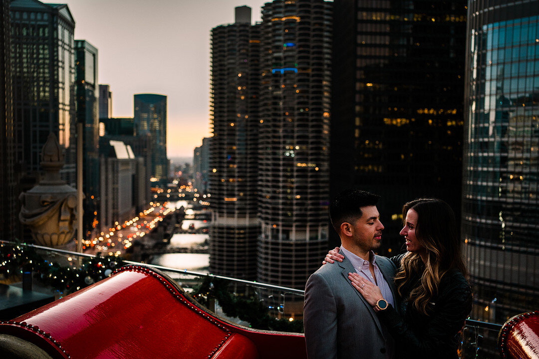 Rooftop Proposal at LondonHouse Chicago captured by Roy Serafin Photo Company | CHI thee WED