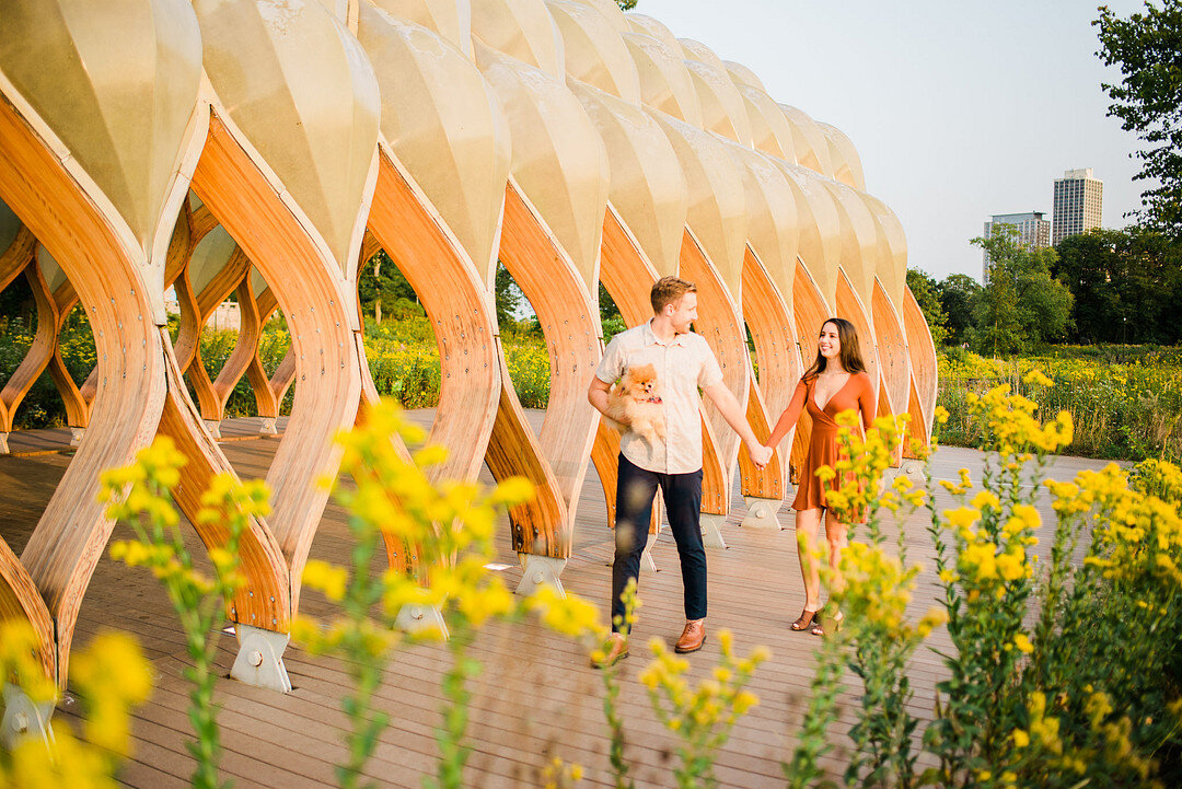 Romantic Golden Hour Engagement Session in Lincoln Park captured by Joshua Harrison Photography