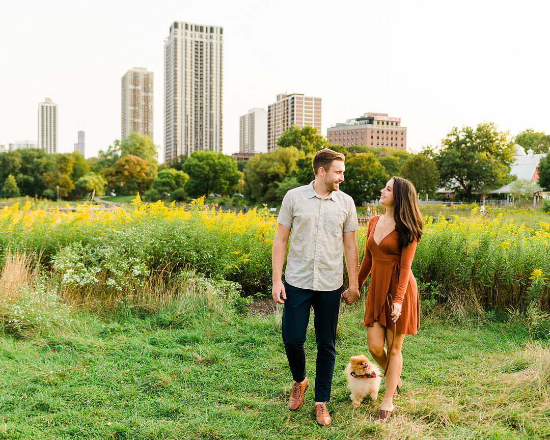 Romantic Golden Hour Engagement Session in Lincoln Park captured by Joshua Harrison Photography