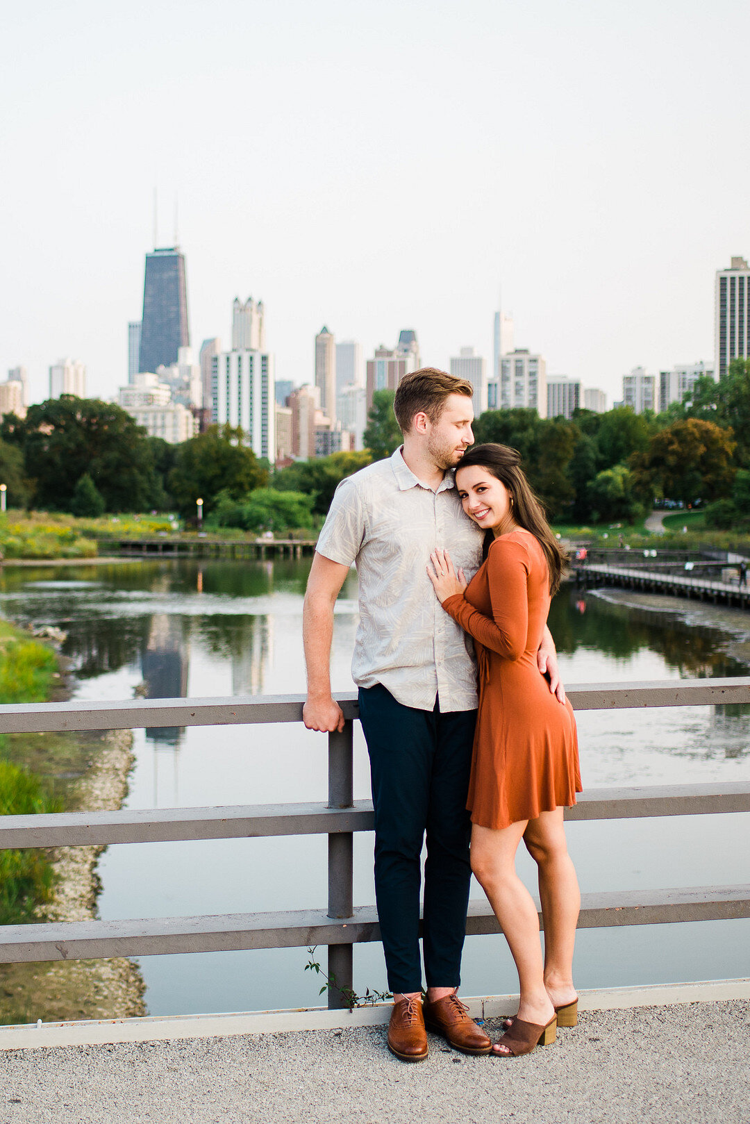 Romantic Golden Hour Engagement Session in Lincoln Park captured by Joshua Harrison Photography