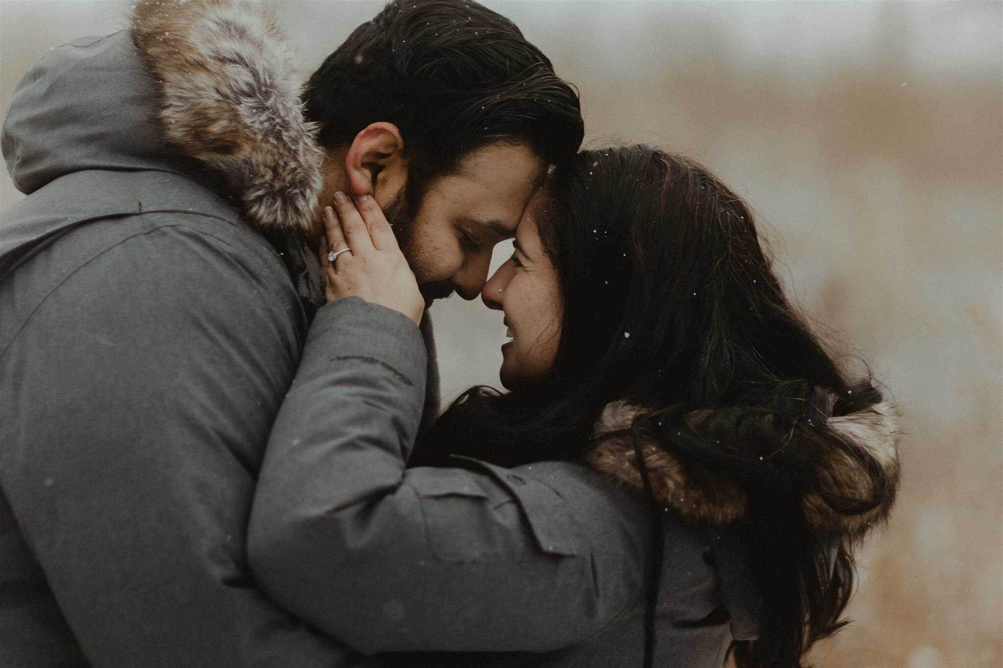 Romantic Snowy Proposal at Lincoln Park Honeycomb Structure | The Gernands Photography