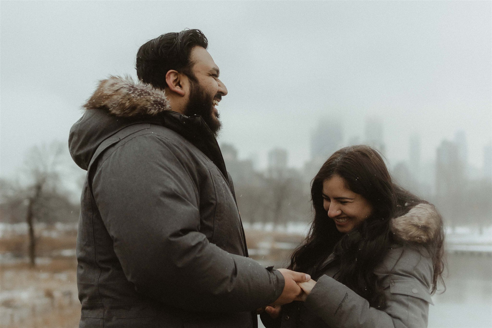 Romantic Snowy Proposal at Lincoln Park Honeycomb Structure | The Gernands Photography