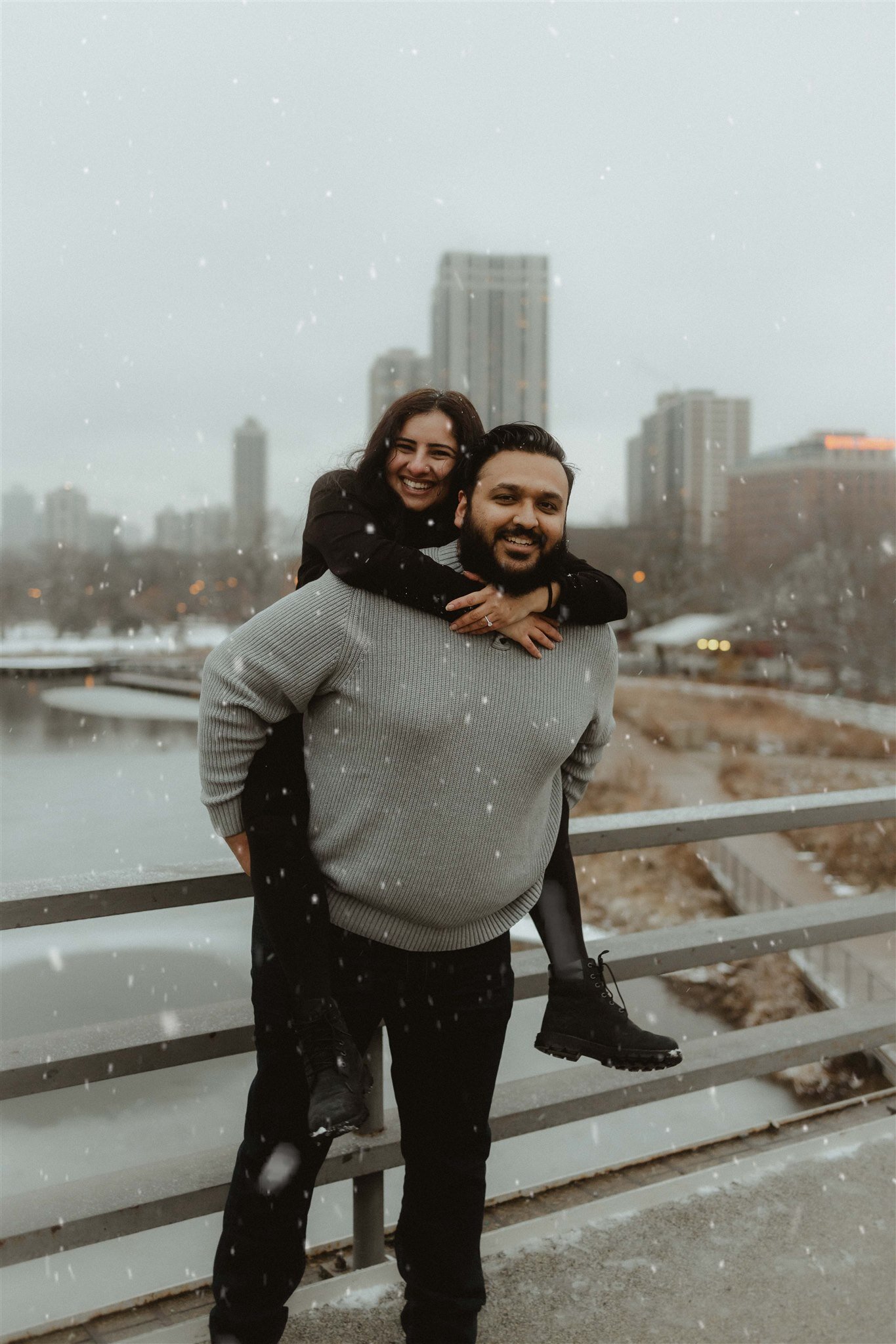 Romantic Snowy Proposal at Lincoln Park Honeycomb Structure | The Gernands Photography