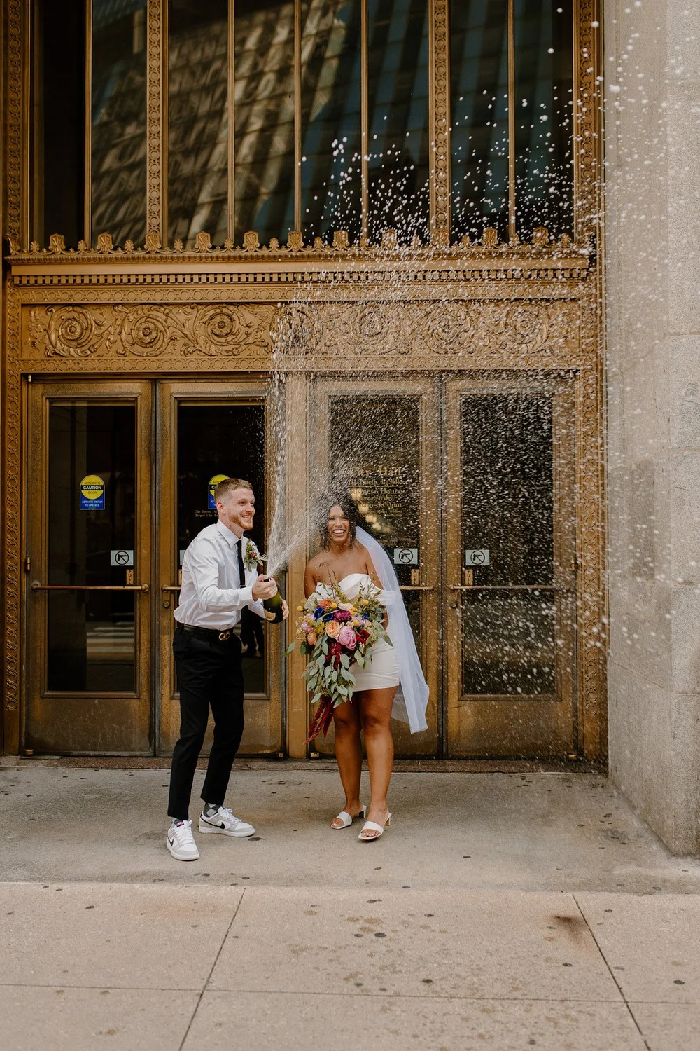sachin and babi light blue dress city hall wedding dress