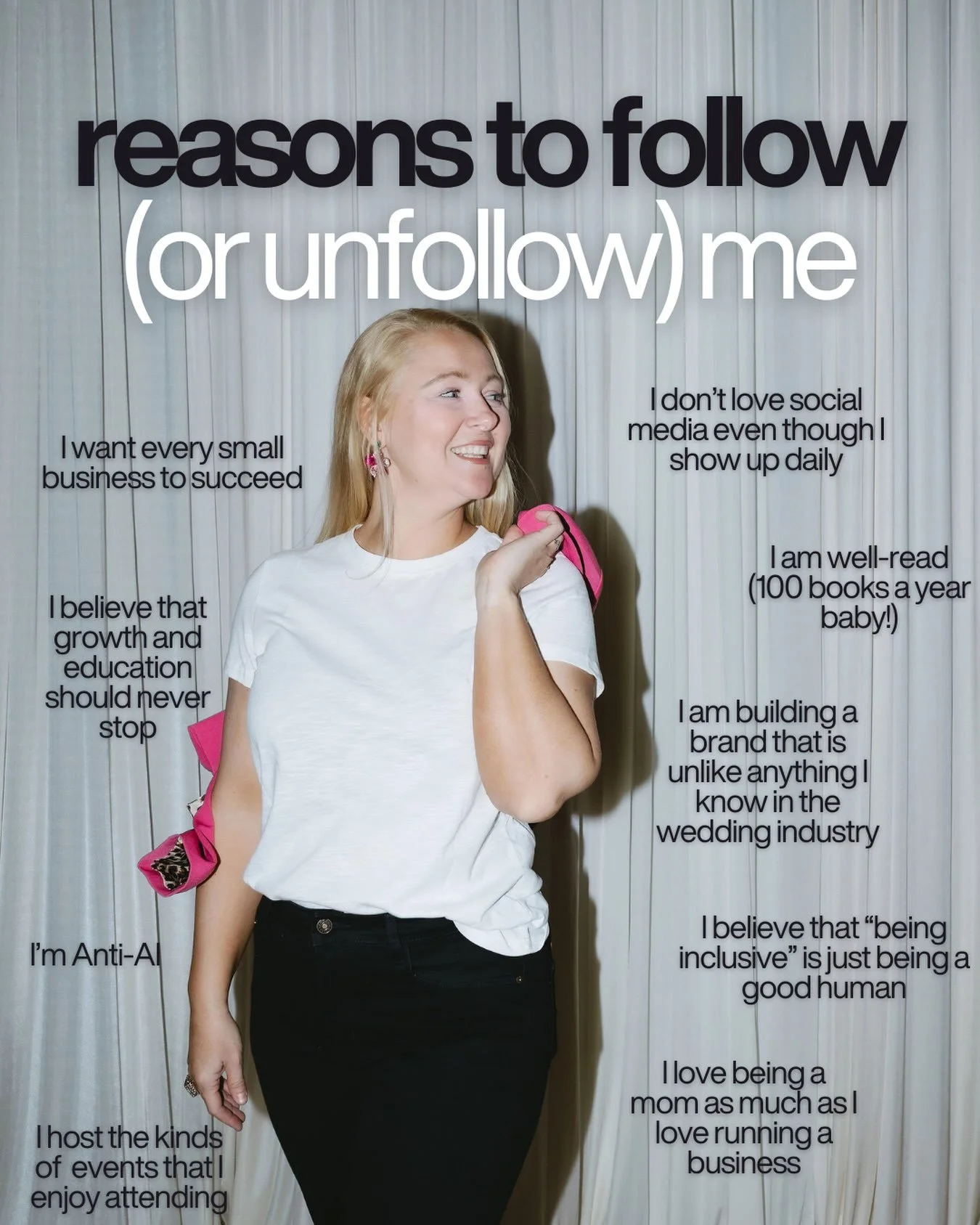 Hopping on the trend - reasons to follow (or unfollow) @chitheewed.  We are a wedding brand and a community but @michellecoxvergara is the face behind the brand. We hope you follow us because you align with us!
Let me know why YOU follow @chitheewed!