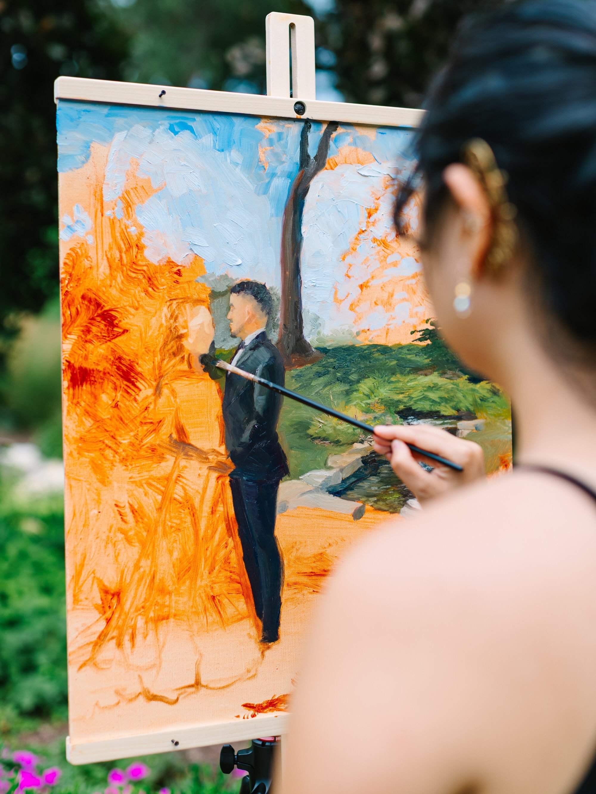 Do you know @wlw.studio? White Lily Wonders Studio is a live wedding painter in Chicago that offers live watercolor and oil wedding paintings, on-site guest portraits, and hand-painted stationery for couples in Chicago, across the U.S., and around th