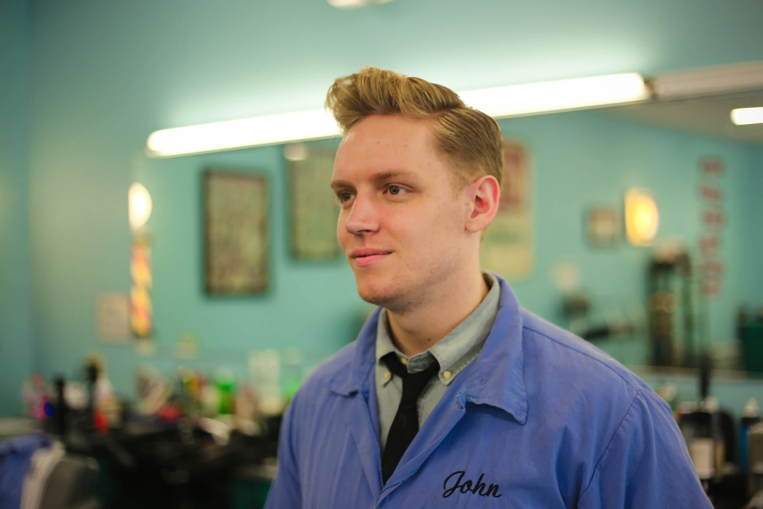 John Beckham at Hawkins Barbershop