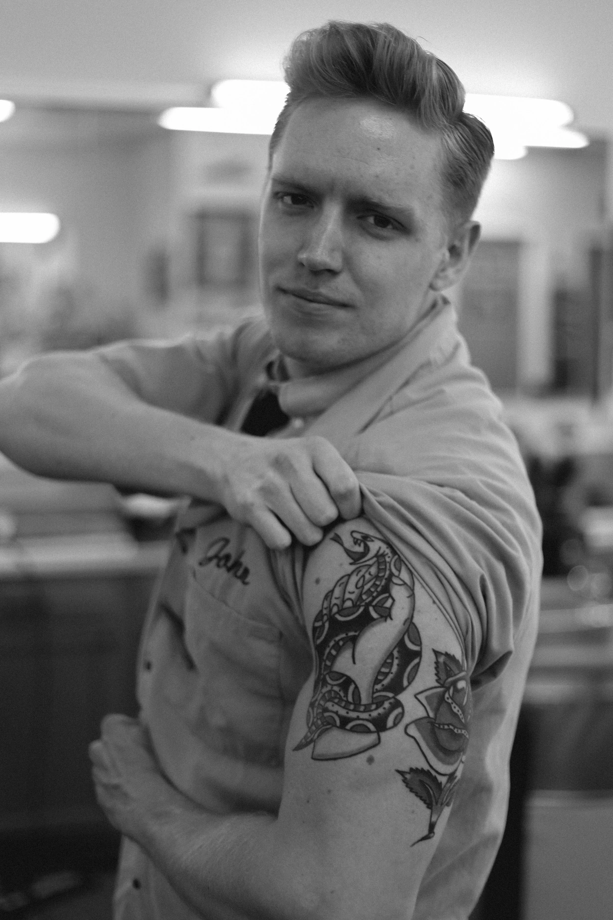 John Beckham at Hawkins Barbershop, East Nashville
