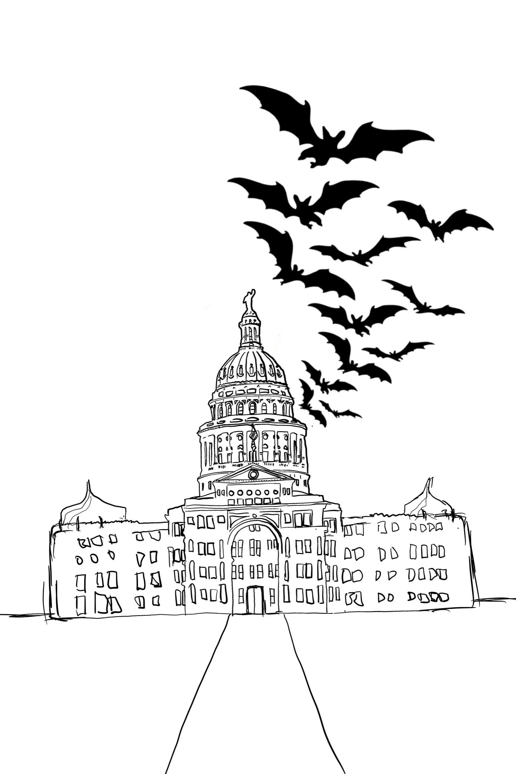 Austin Capitol building illustration for El Dorado Cafe coloring book