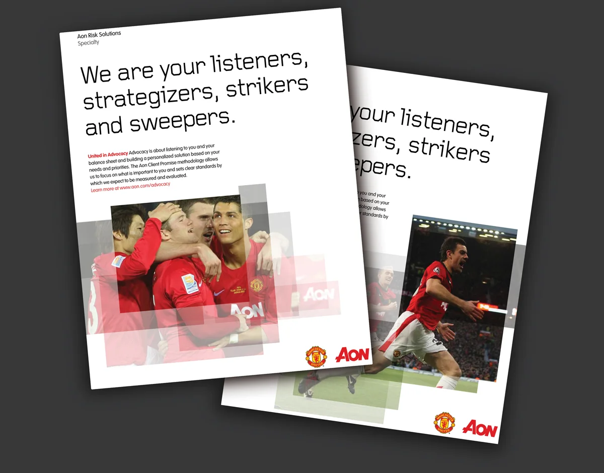   AON &amp; Manchester United FC  -  photo manipulation and design .   National ad campaign for the AON Corporation. 