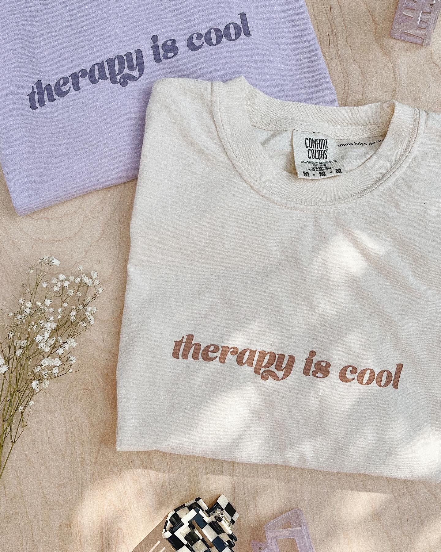 the therapy is cool tees are available both on my website + in person @thegibsonco ✨