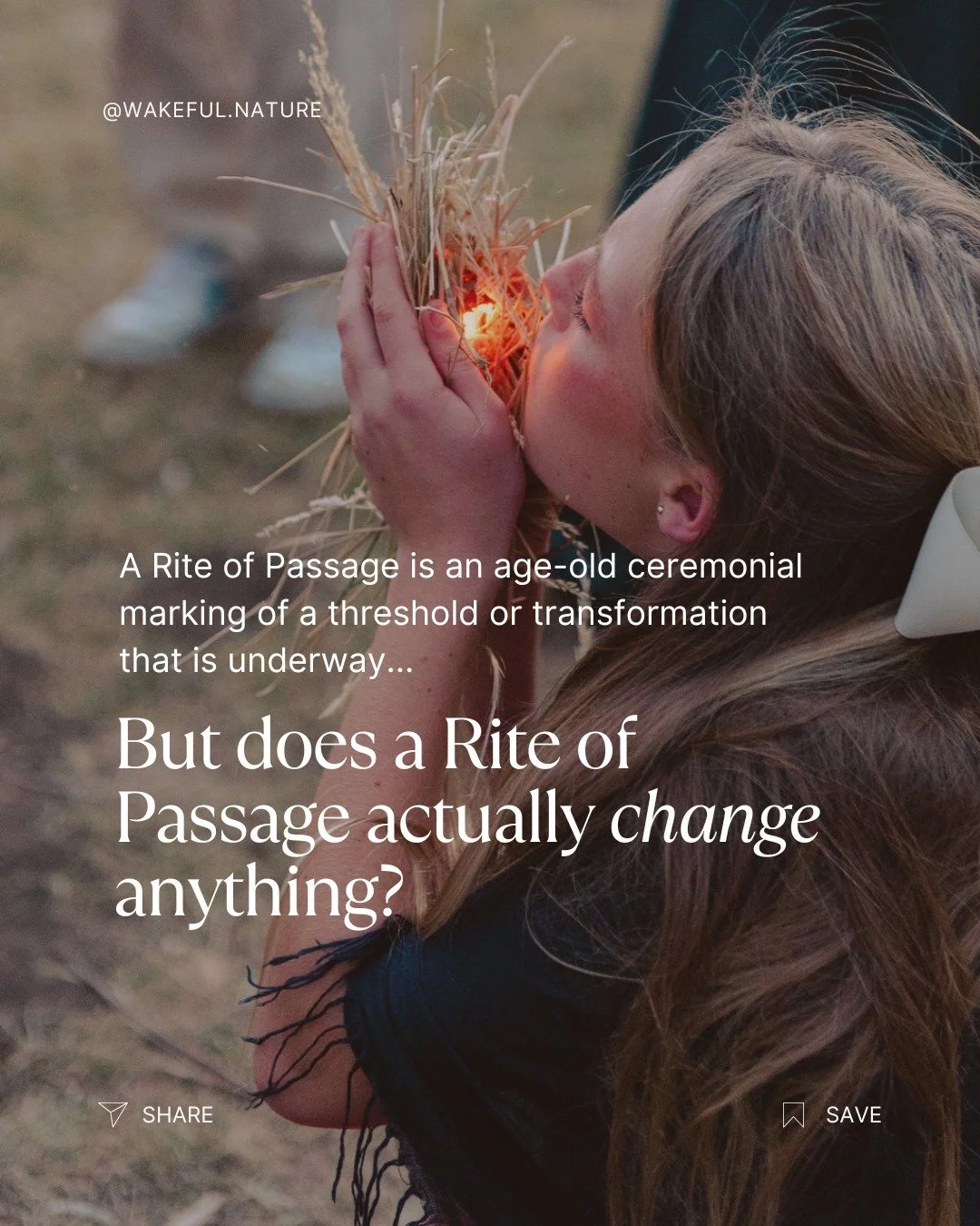 Rites of Passage is all the hype these days. But in reality, there are very few we actually go through....and even fewer that are truly held by community, as a true ROP.

And, if done well, one walks into a new phase of their life, changed...&amp; em