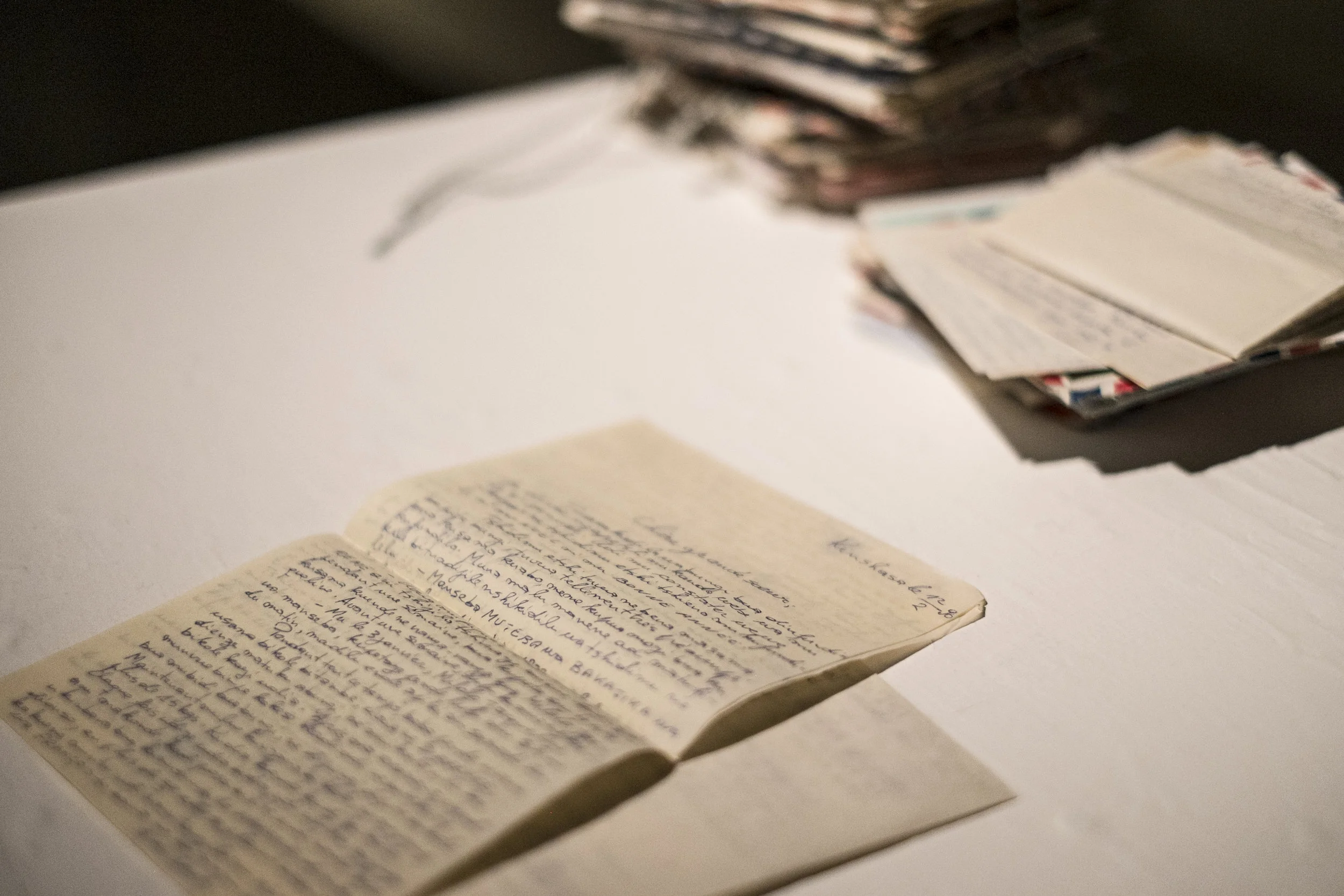 Lettres pour Yaya Mujinga; as read by her grandchild. 2015. Installation view at the GVA, Missoula. Image Credit: Sarah Moore