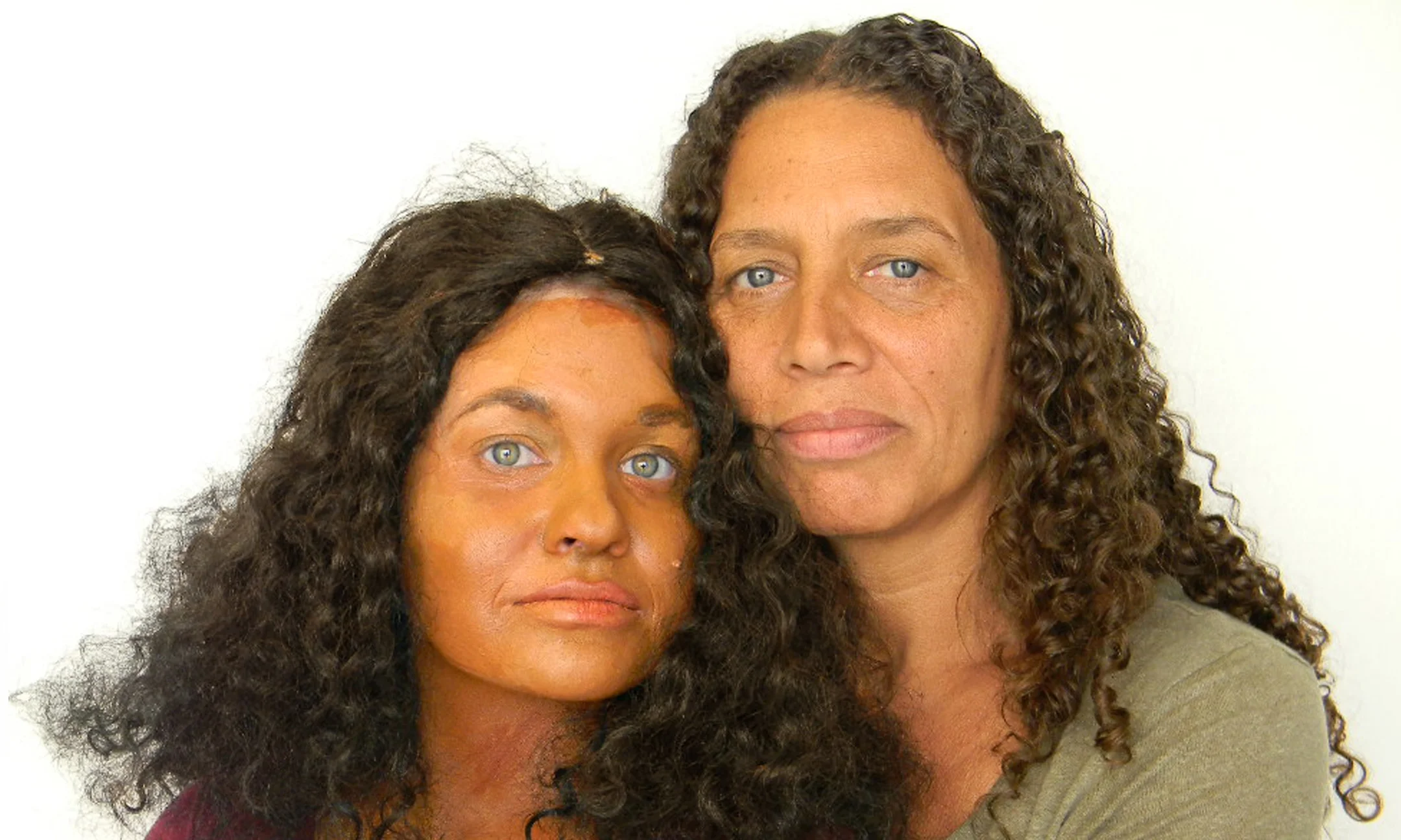   Costuming Kinship: The Artist and her Mother.  2014. Digital photograph with crude costume elements. Photo credit: Beth Huhtala 