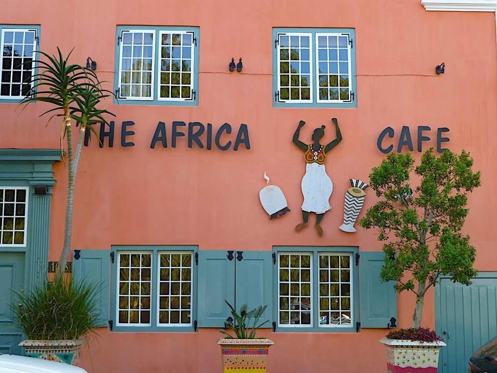 Local restaurant with colorful decor-art