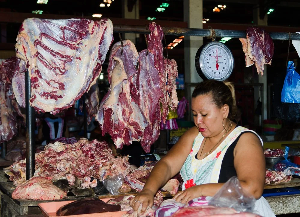 Local meat market in Leon