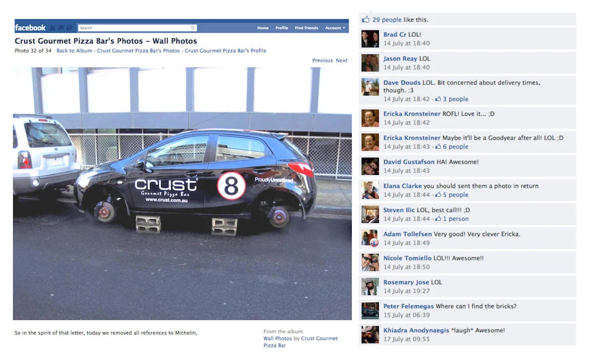  We took the knock back well. But we did remove every mention of Michelin around the place.  