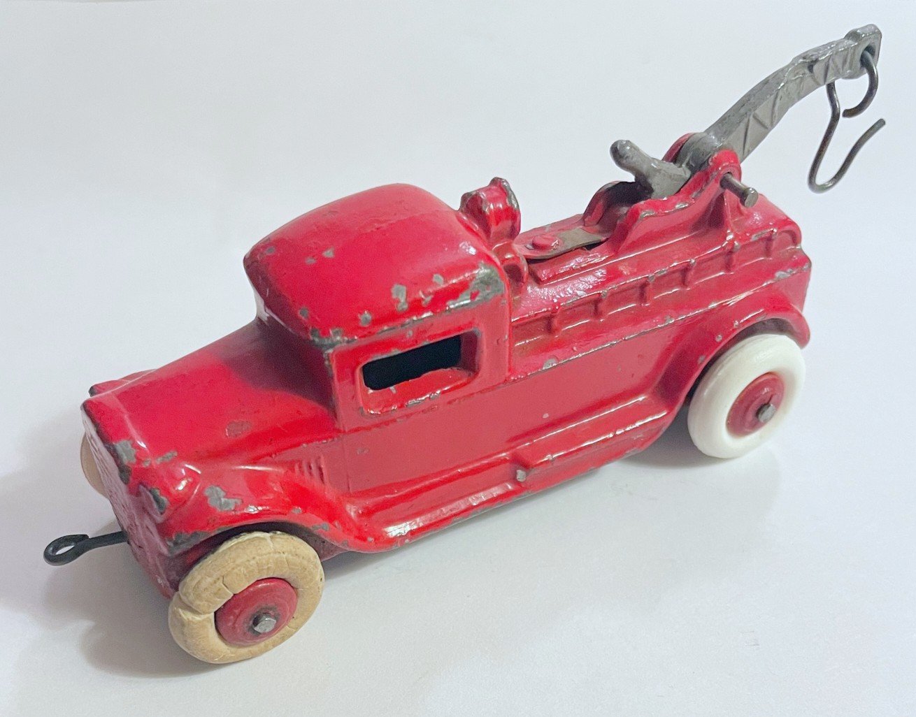 Vintage Crescent Toy Soldiers Die Cast 4" Long Train Engine RED Color NICE 