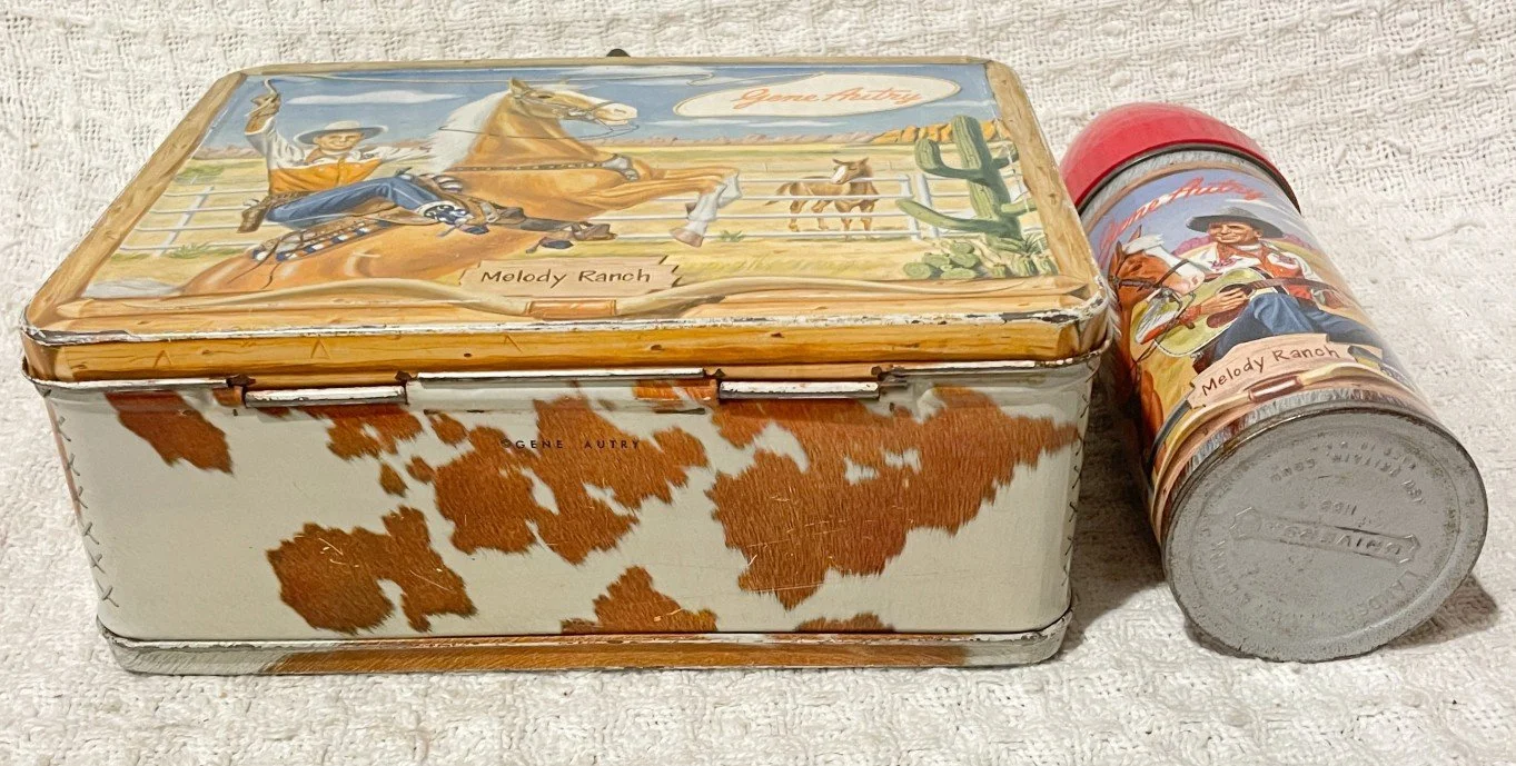 Nice 1954 AM Thermos Gene Autry Melody Rand Lunch Box & Thermos