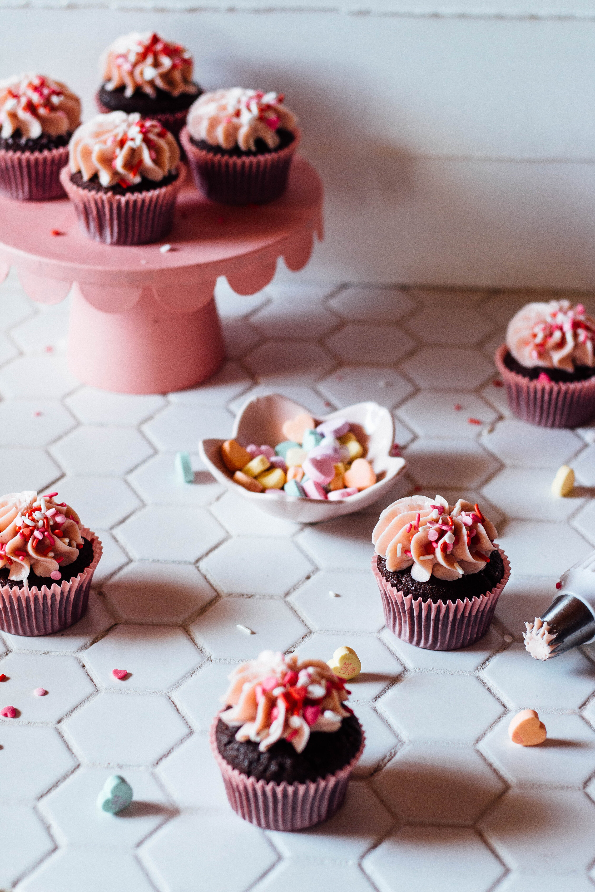 Chocolate Cupcakes with Raspberry German Buttercream