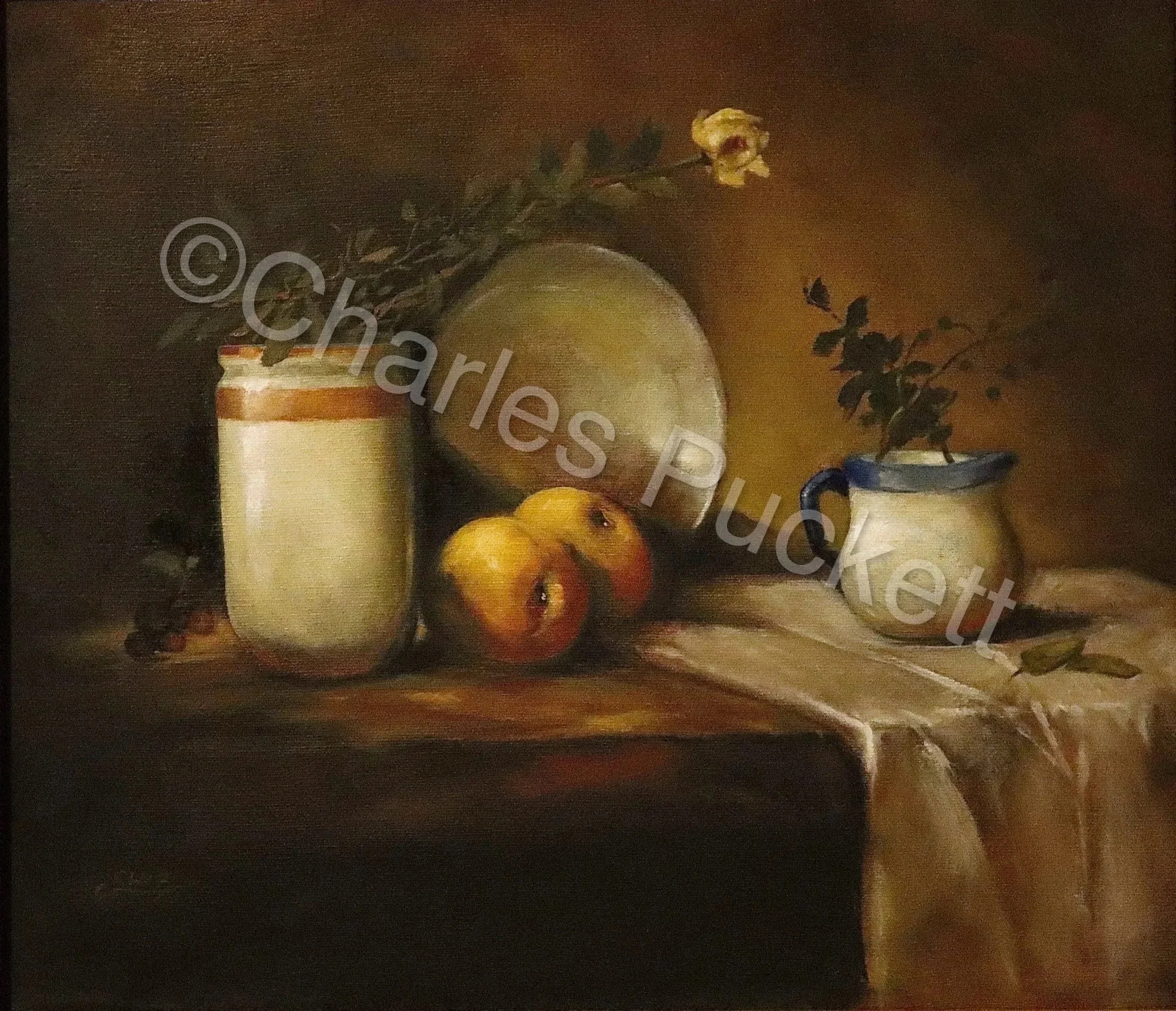 Vase, Rose And Fruit