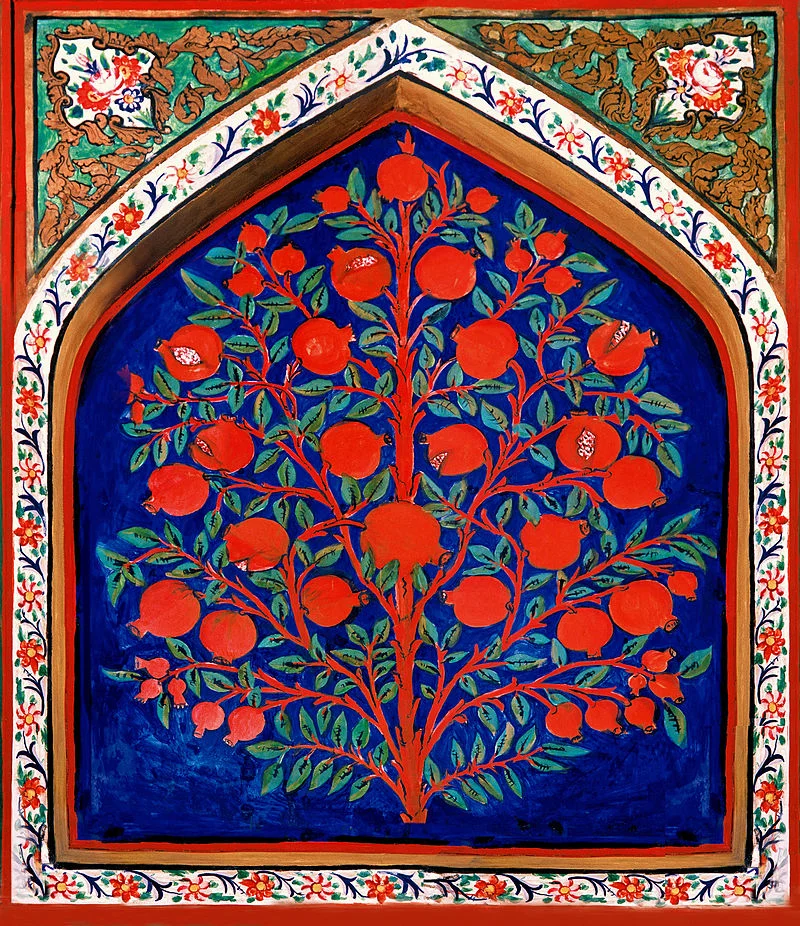 17th-century depiction of the Tree of Life, from the Palace of Shaki Khans, Azerbajian.