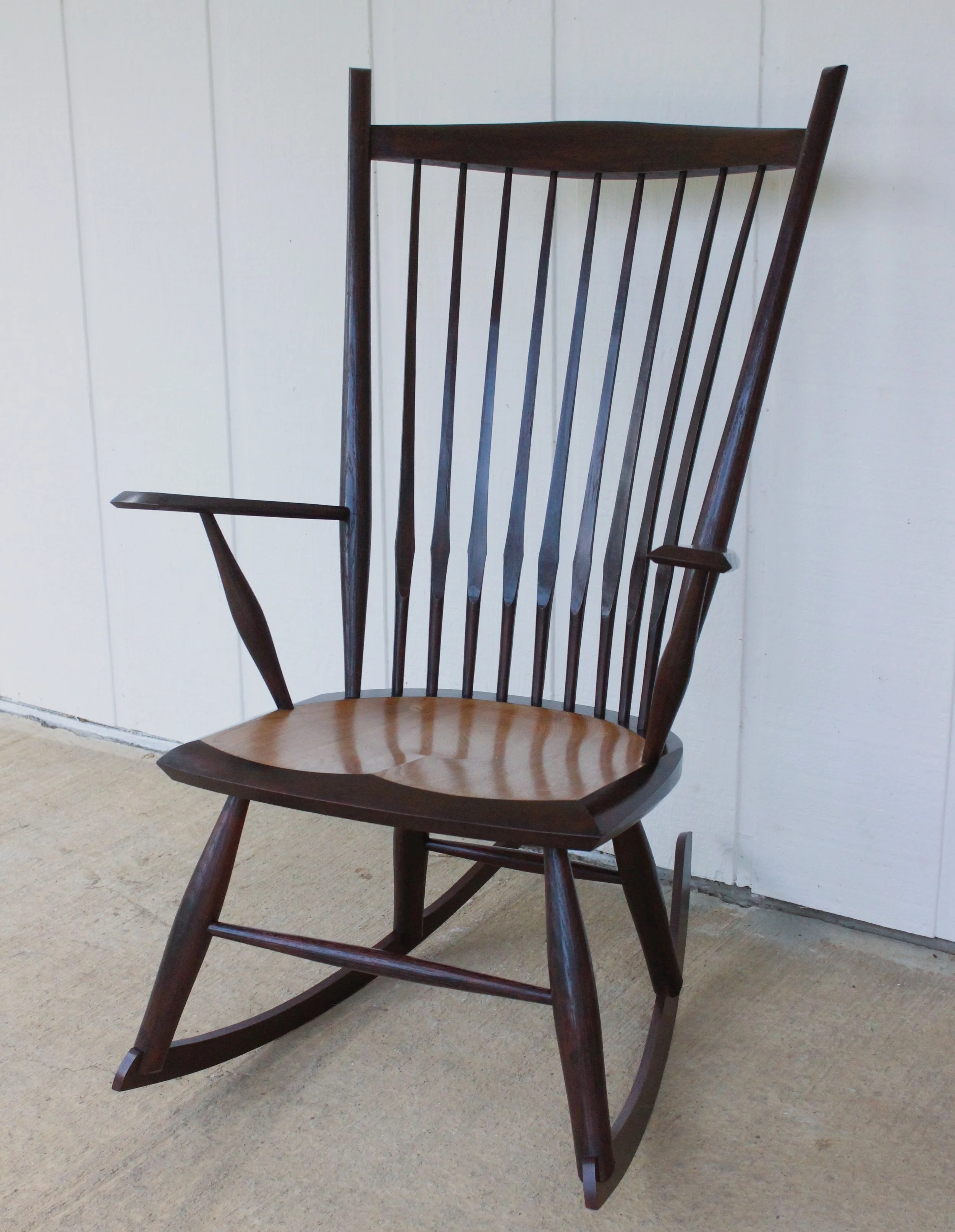 Velda's Rocker - Black over Red w/ Butternut seat