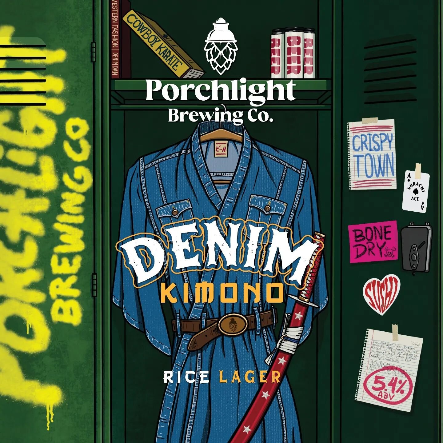 What is an American samurai's ideal wardrobe? You can bet it's a denim kimono!
.
Always a pleasure working with @porchlightbrewingco making some fun labels for great beer! 🍻
.
.
.
#beerlabel #beercandesign #beerlabels #beerlabelart #illustration #la