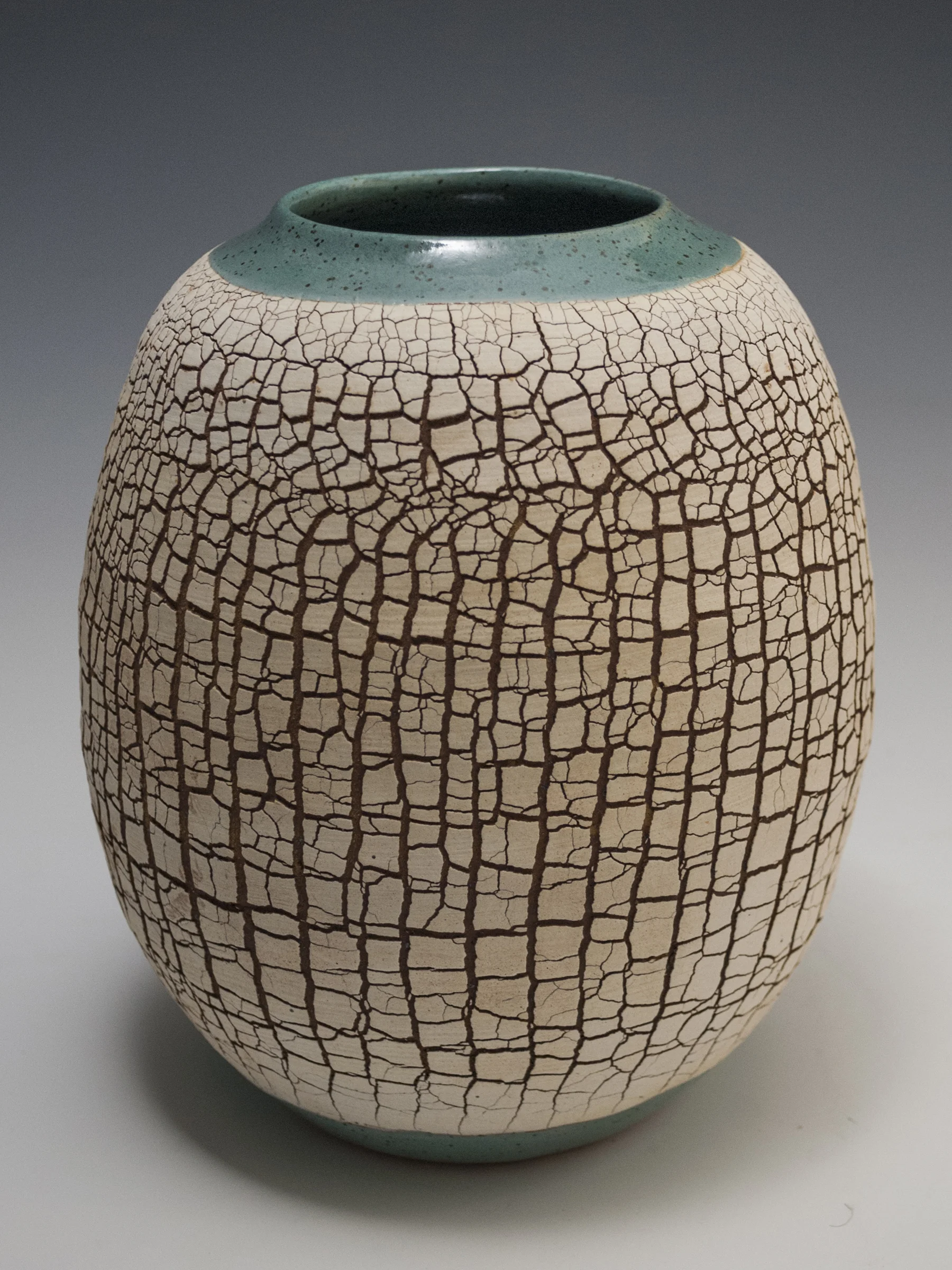White and Turquoise Crackle Vase