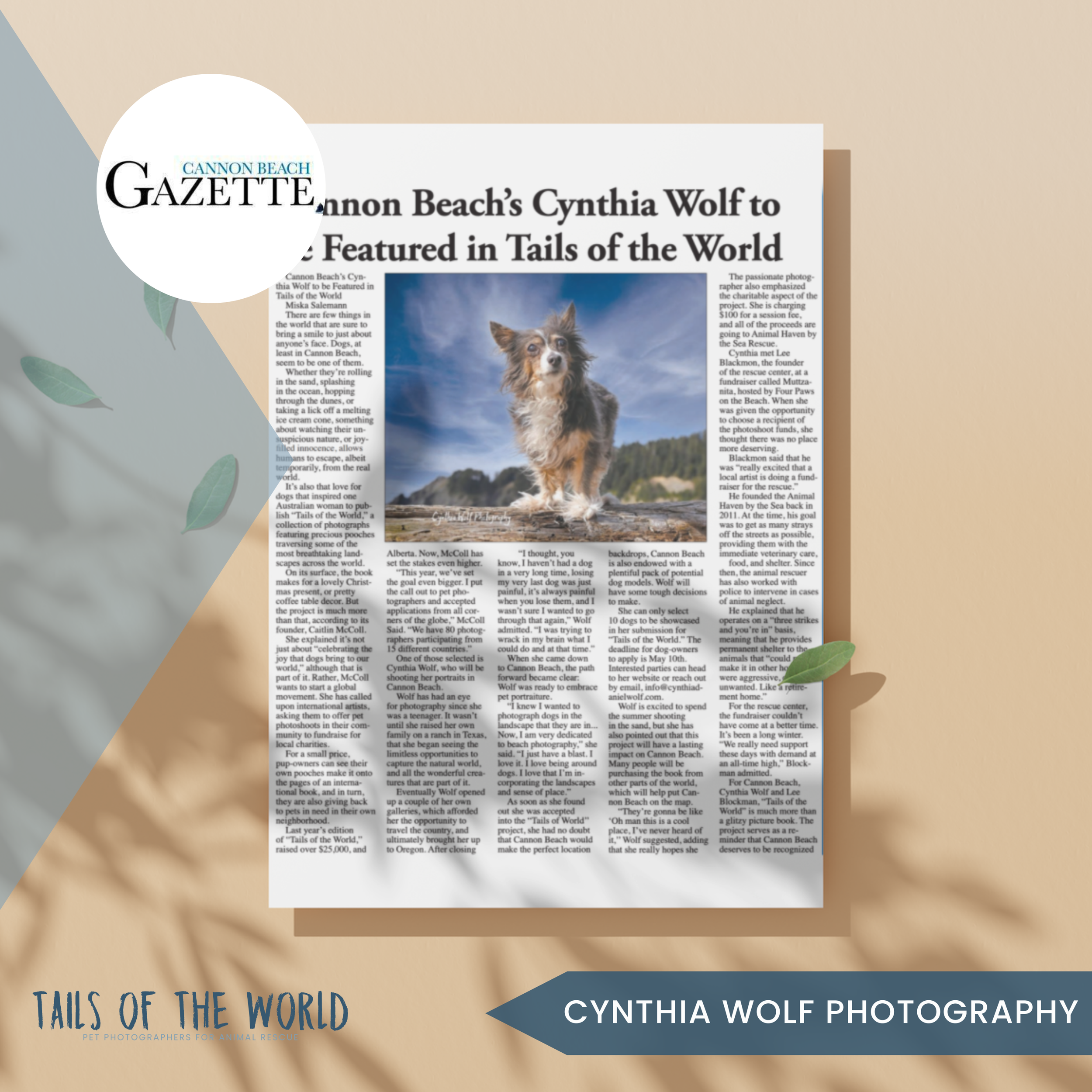 Cannon Beach’s Cynthia Wolf to be Featured in Tails of the World: Cannon Beach Gazette