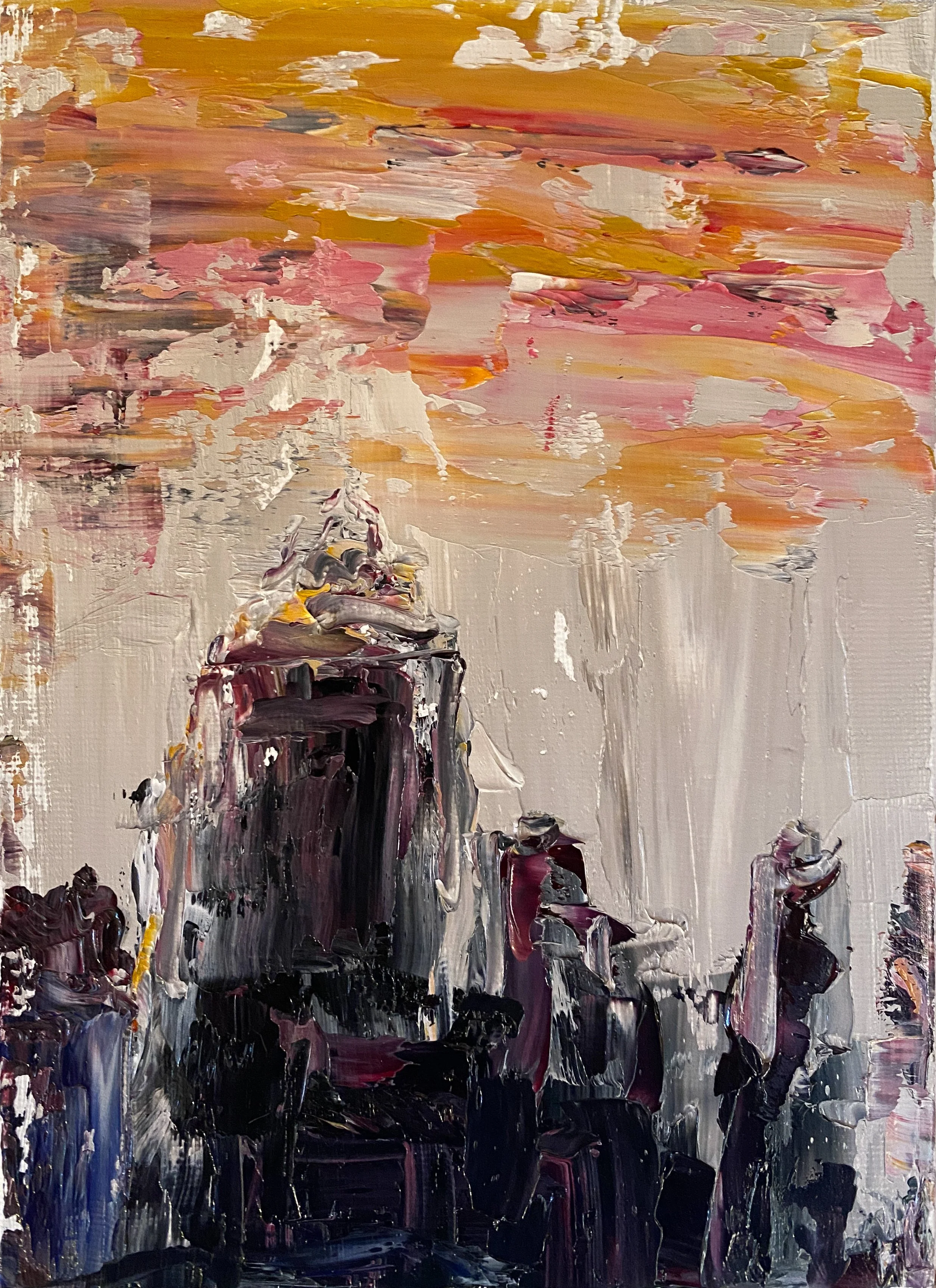 Cityscape 74. Oil on canvas panel. 18 x 13 cm.