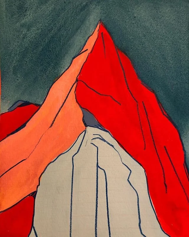 Little unframed mountain sketch. 28x19cm for sale.