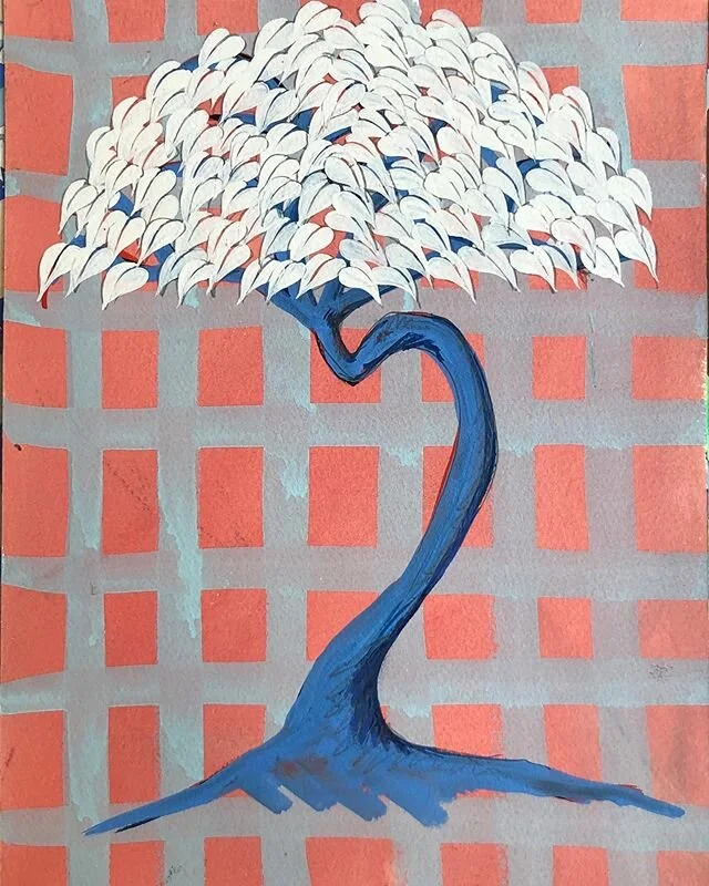 Little white and blue tree 31x22cm unframed for sale &pound;275, please DM me if you&rsquo;re interested x