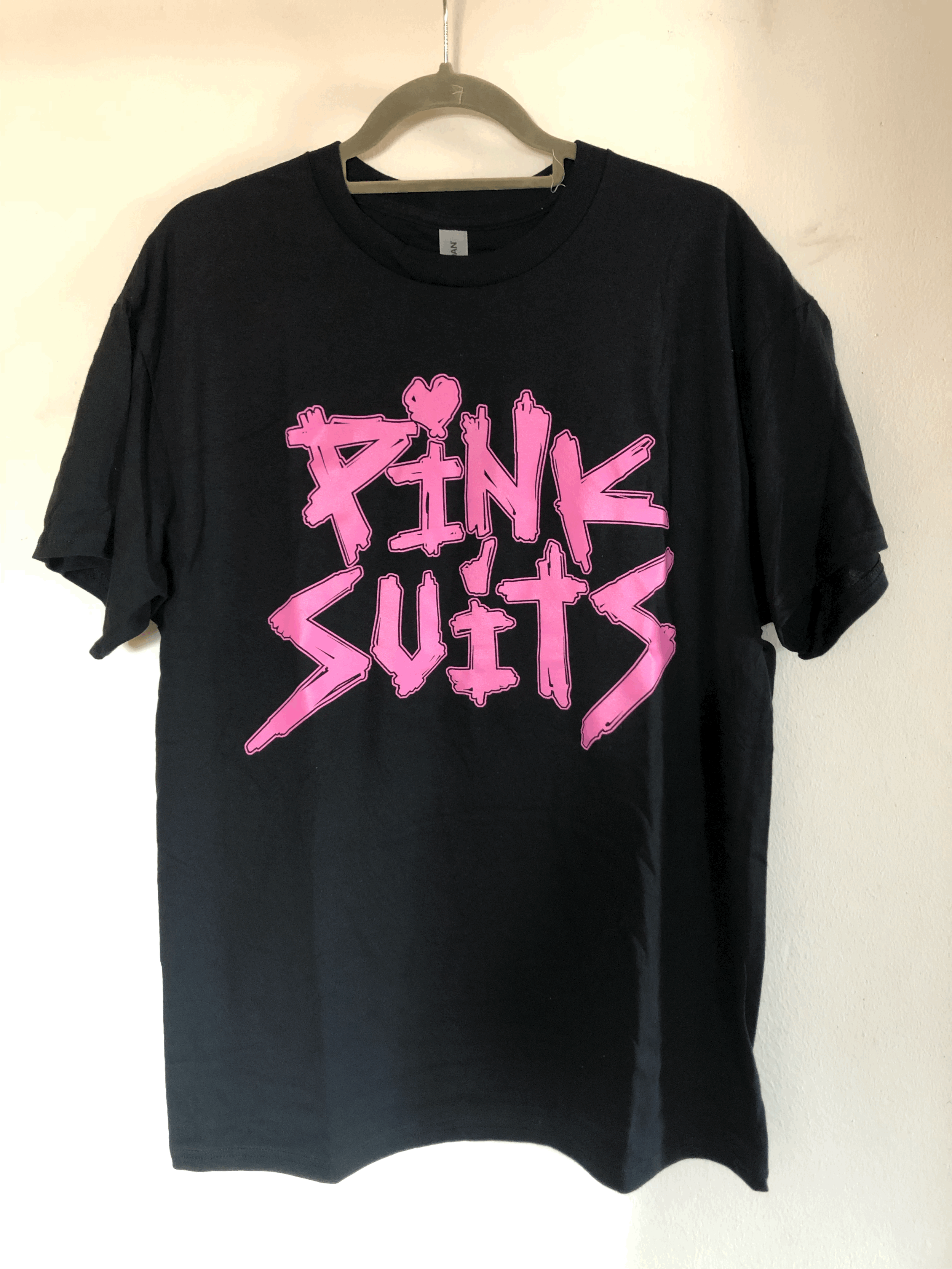 pink suits Logo T-Shirt - Pink on Black