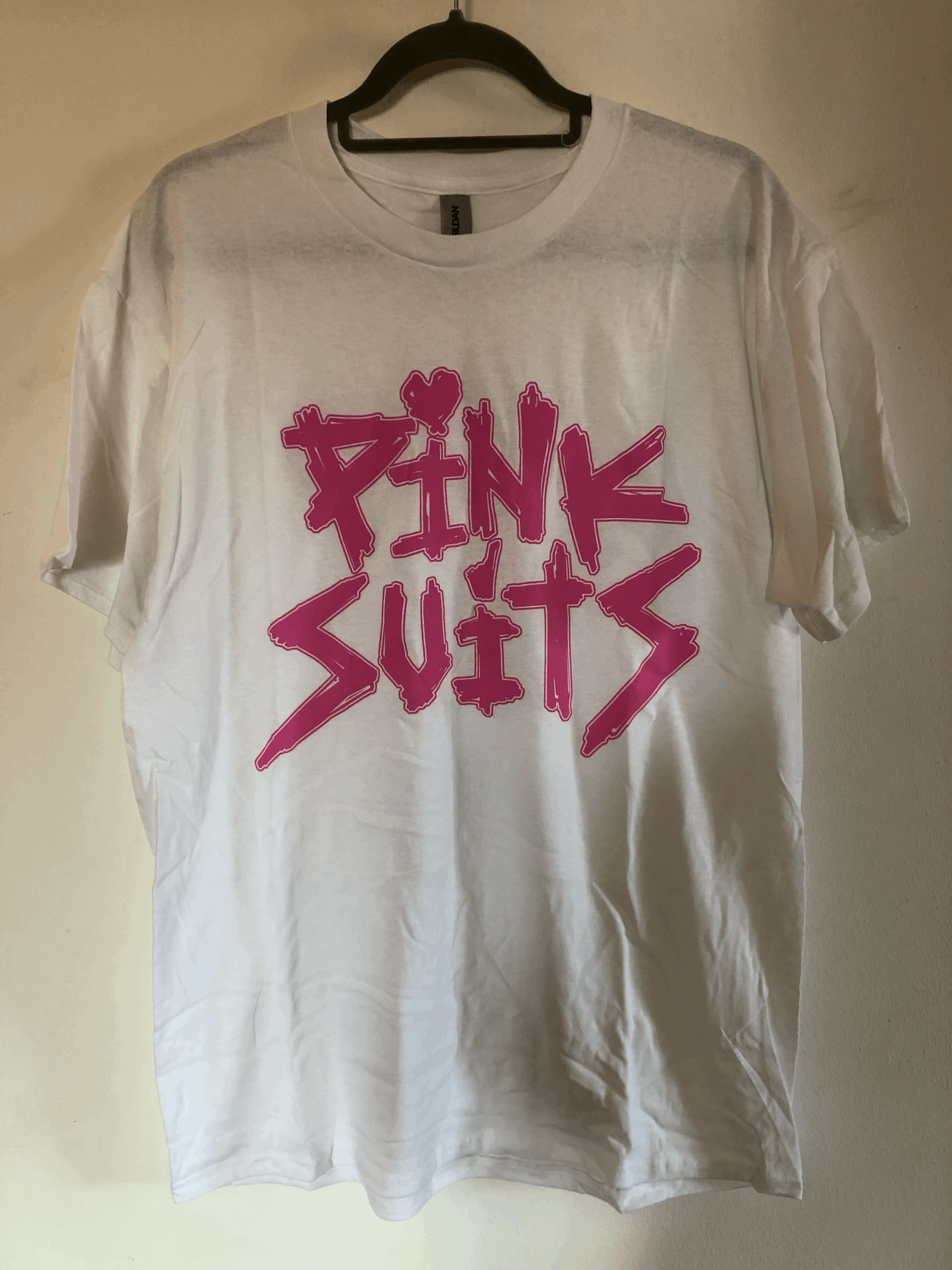 pink suits Logo T-Shirt - Pink on White
