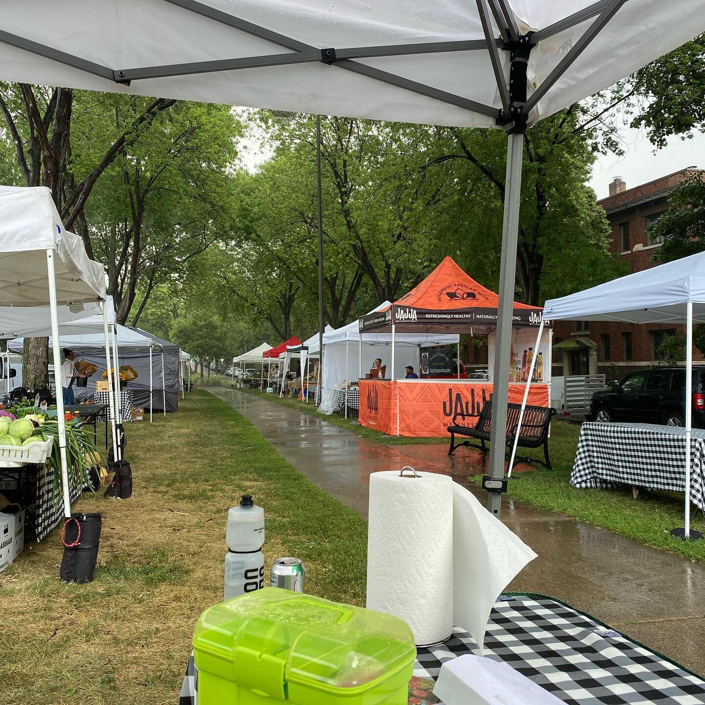 We’re thrilled for the rain and waiting it out. The market is OPEN 4-8 pm until further notice