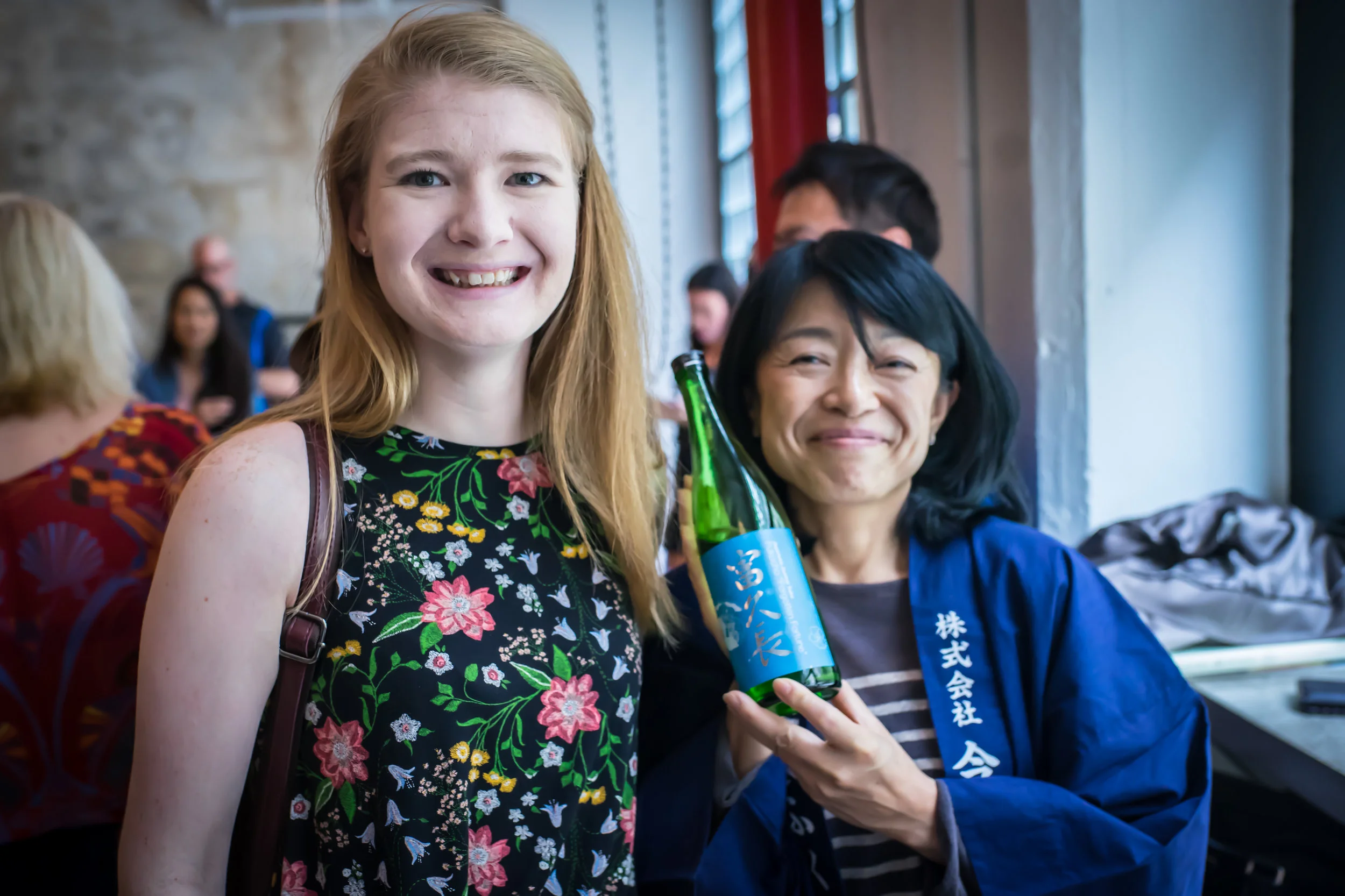Myshell, lover of Hiroshima Sake shares a moment with Miho Imada, brewer of Hiroshima Sake
