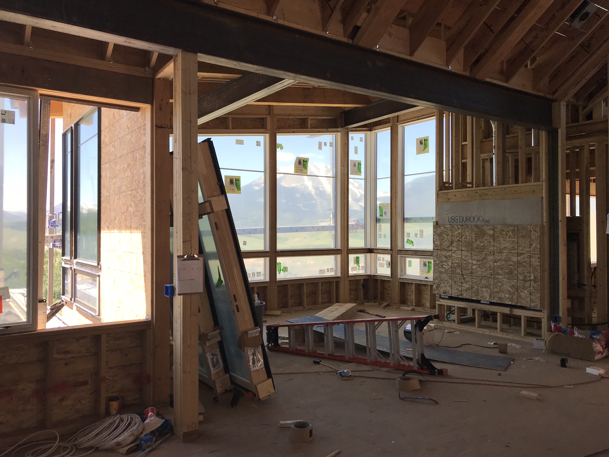 From the island in the kitchen looking through the living room.