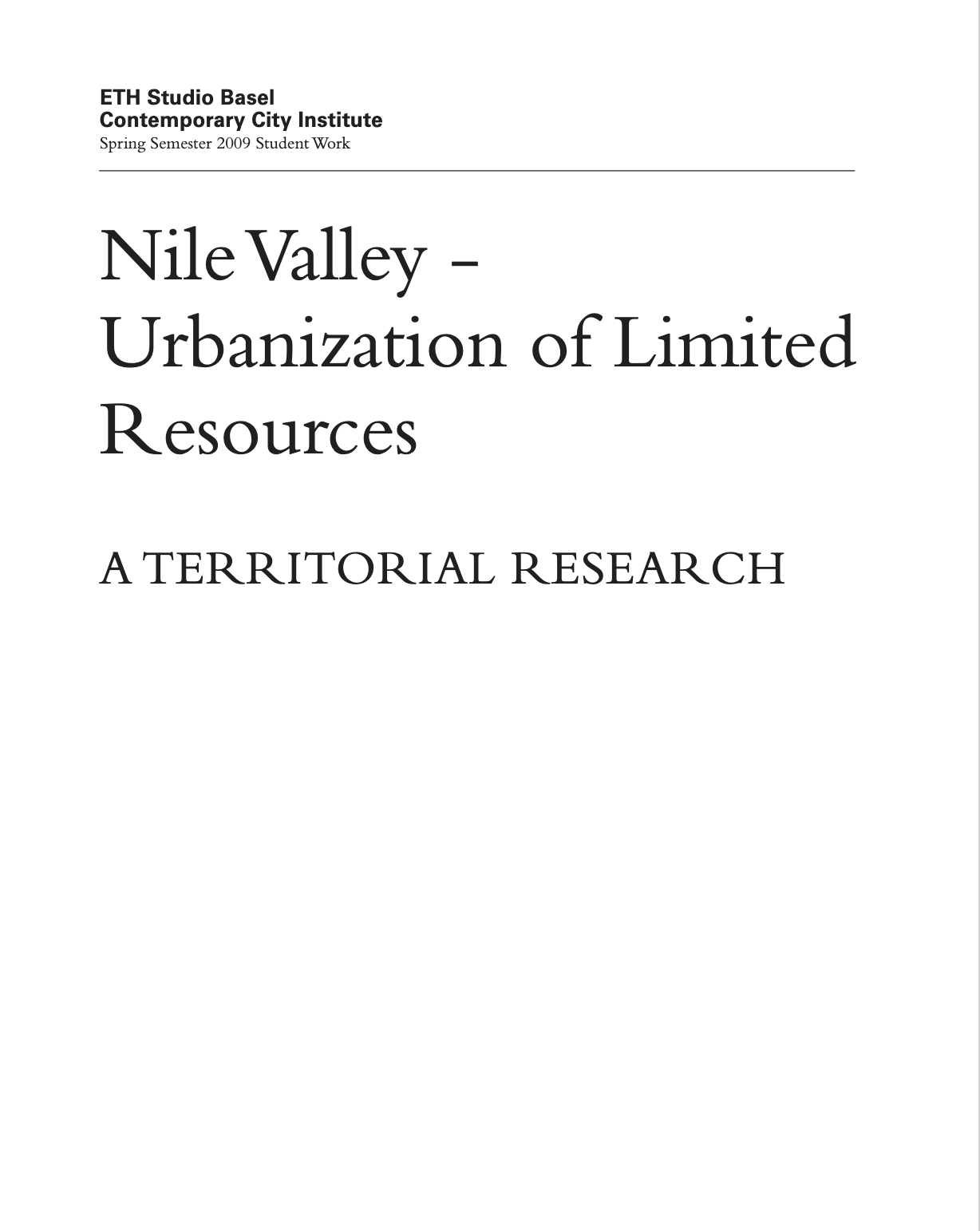 Contents' contribution: Nile Valley—Urbanization of Limited Resources 