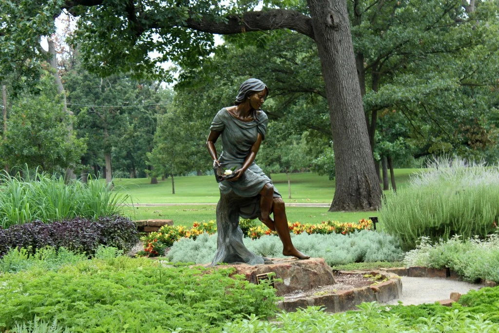 "Poems and Promises" statue at the Anne Hathaway Herb Garden